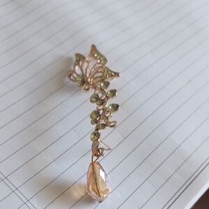 Elegant Gold and Green Floral Drop Earrings